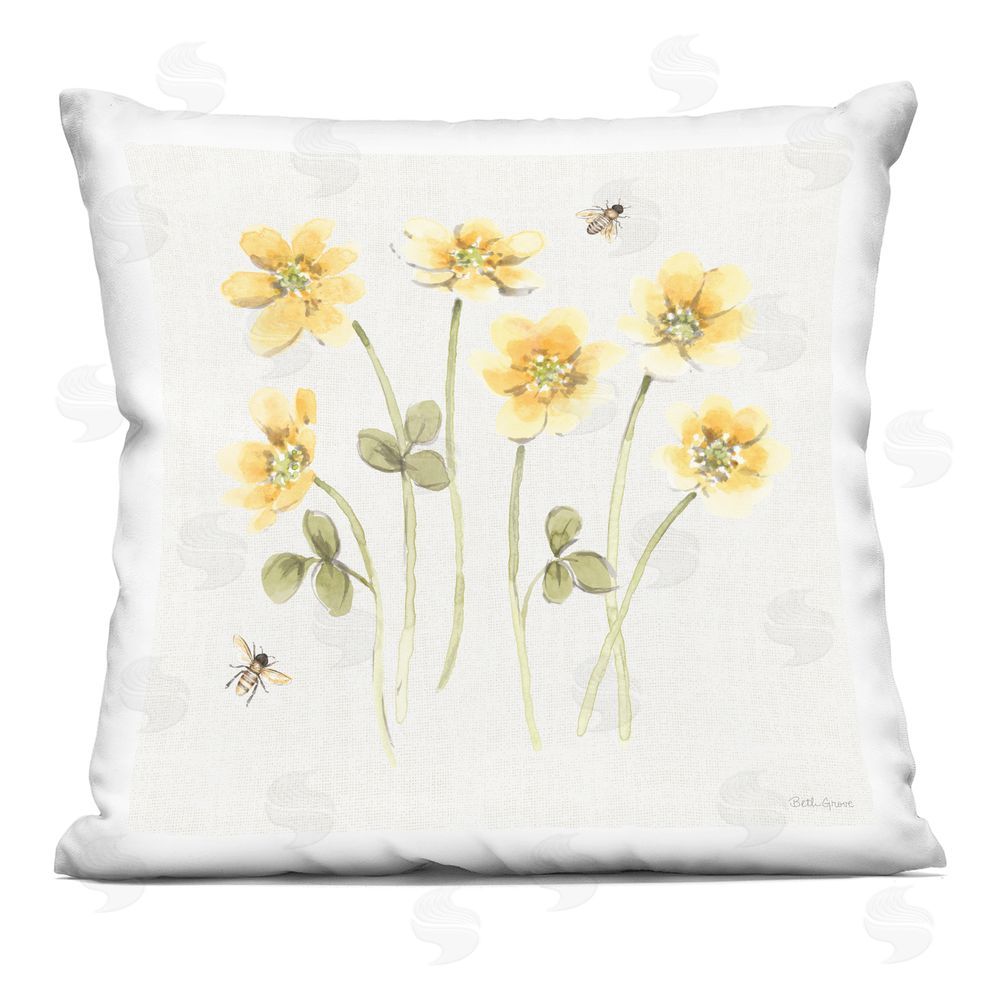 Beth Grove Sweet Honey Wildflowers Square Printed Throw Pillow