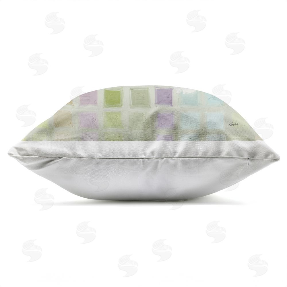 Shirley Novak Color Chart Daffodils Outdoor Square Printed Throw Pillow Side View with Zipper Detail