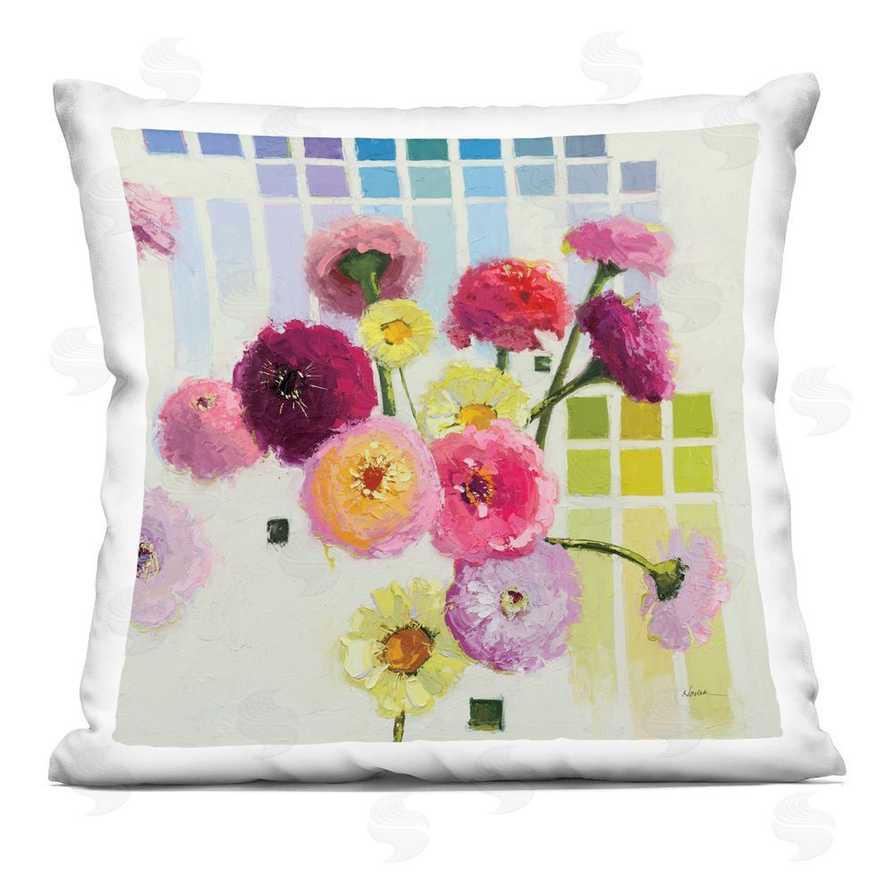 Shirley Novak Color Chart Pastel Bloom Study Square Printed Throw Pillow