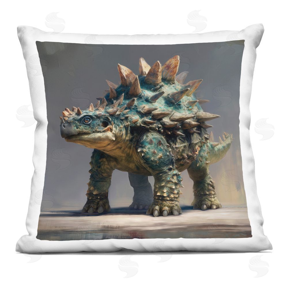 Wumples Prehistoric Ankylosaurus Portrait Indoor Plush Polyester Square Throw Pillow