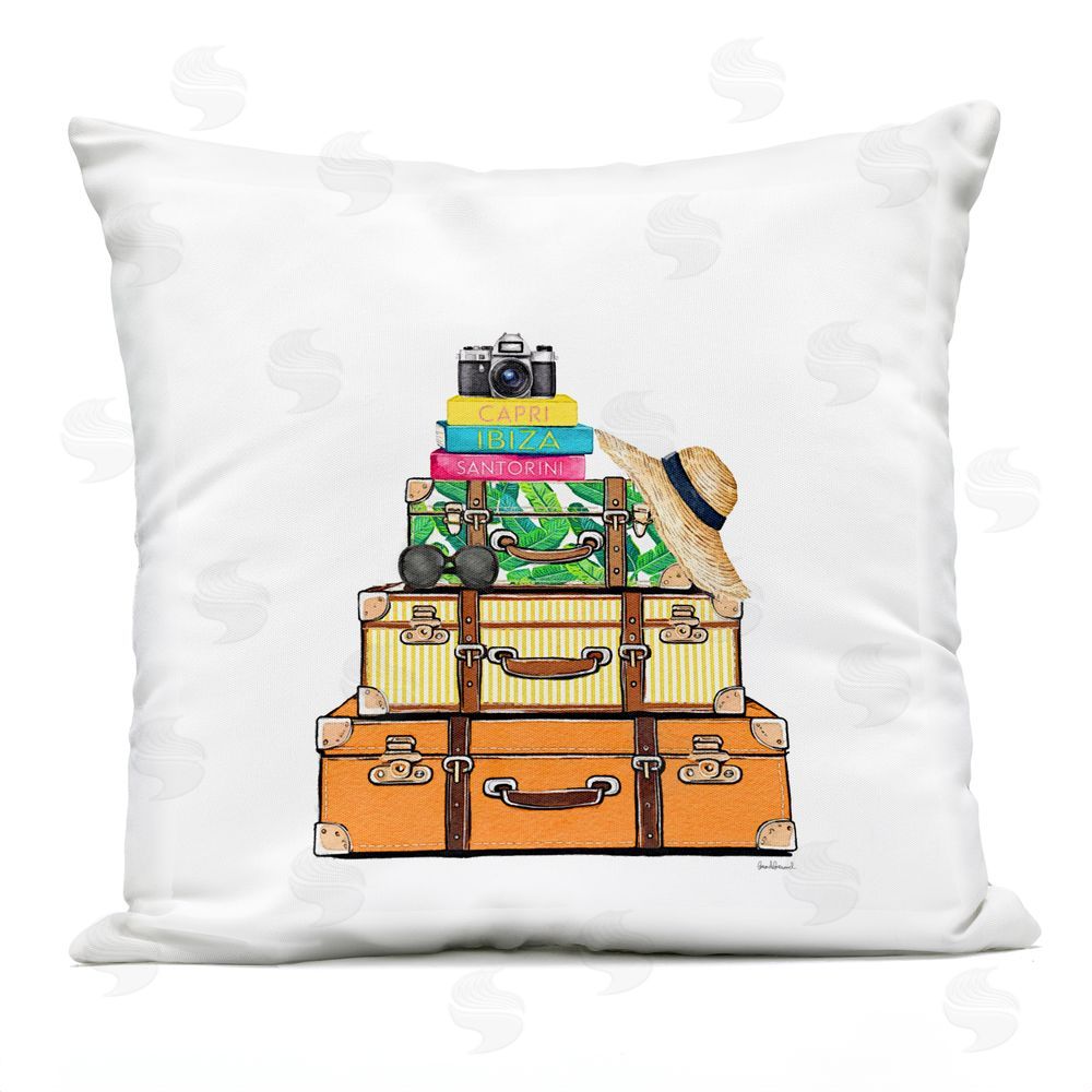 Amanda Greenwood Travel Suitcases & Camera Outdoor Quick-Dry Polyester Square Throw Pillow