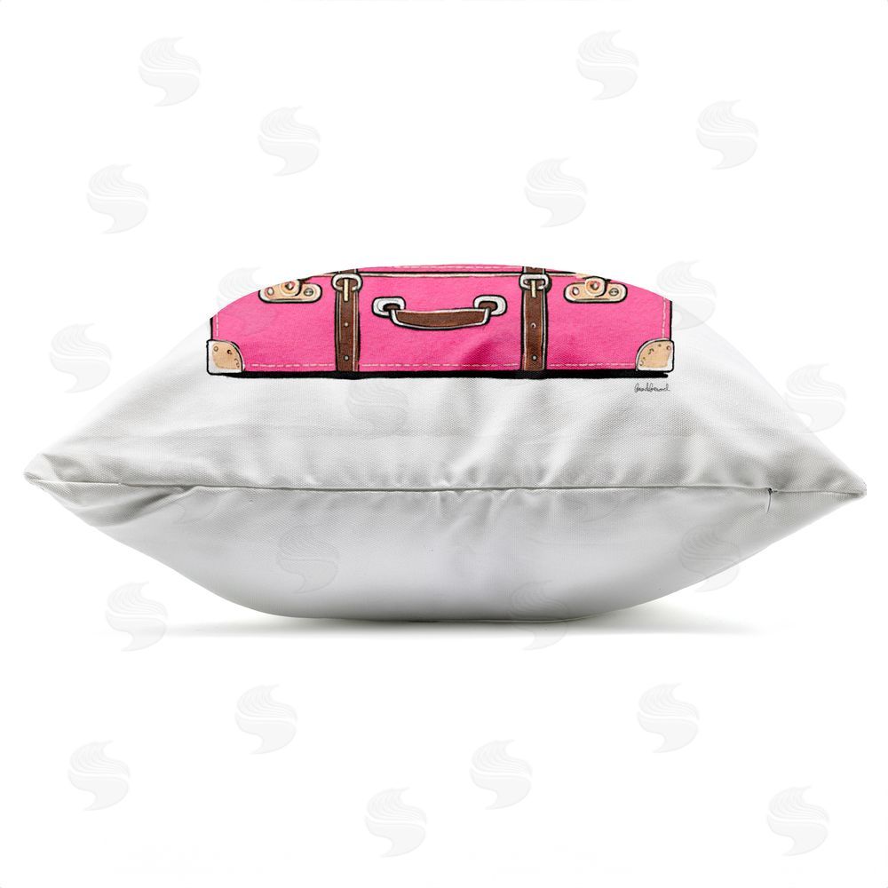 Amanda Greenwood Glam Travel Suitcases Outdoor Quick-Dry Polyester Square Throw Pillow Zipper Detail