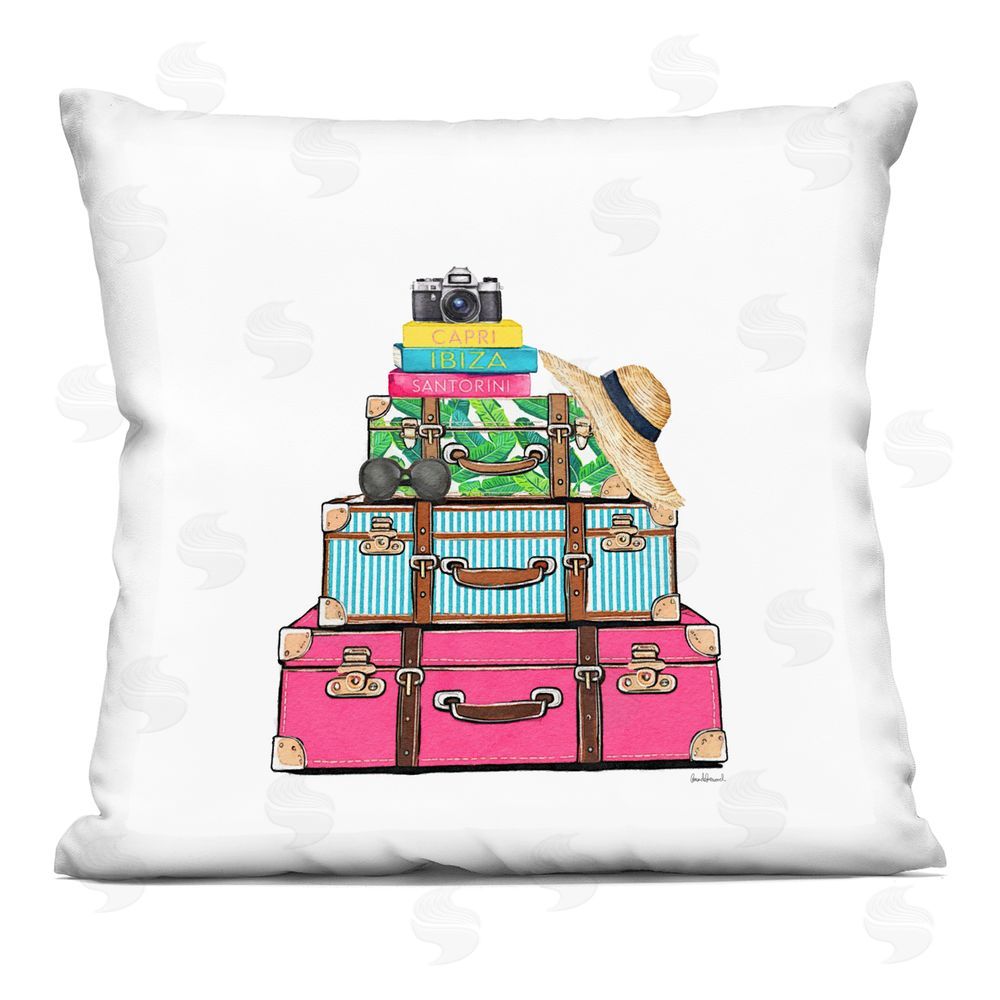 Amanda Greenwood Glam Travel Suitcases Indoor Plush Polyester Square Throw Pillow