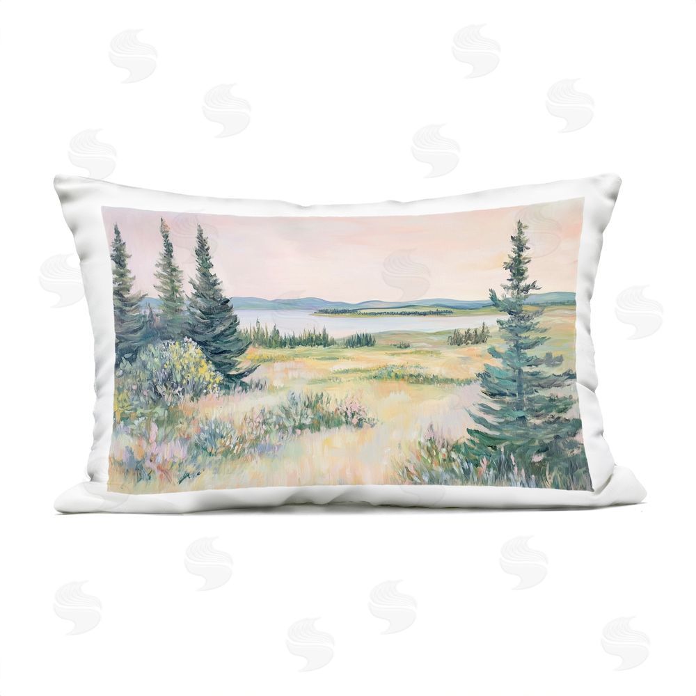 Heidi Kuntz Serene Pine Meadow at Lake Outdoor Quick-Dry Polyester Lumbar Pillow