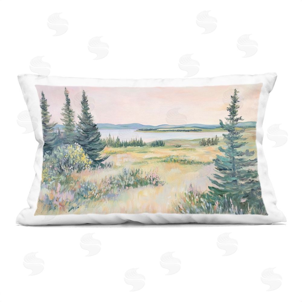 Heidi Kuntz Serene Pine Meadow at Lake Indoor Plush Polyester Lumbar Pillow
