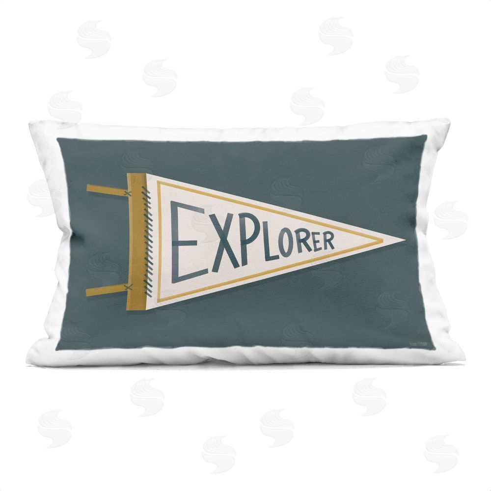 House Fenway Explorer Retro Pennant Printed Lumbar Throw Pillow