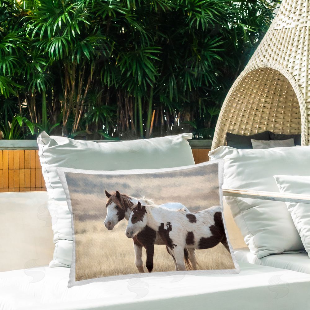 Lori Deiter Motherly Love Horses Outdoor Quick-Dry Polyester Printed Lumbar Pillow on Patio
