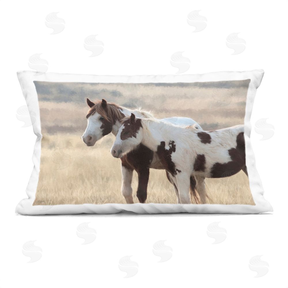 Lori Deiter Motherly Love Horses Indoor Plush Polyester Lumbar Pillow