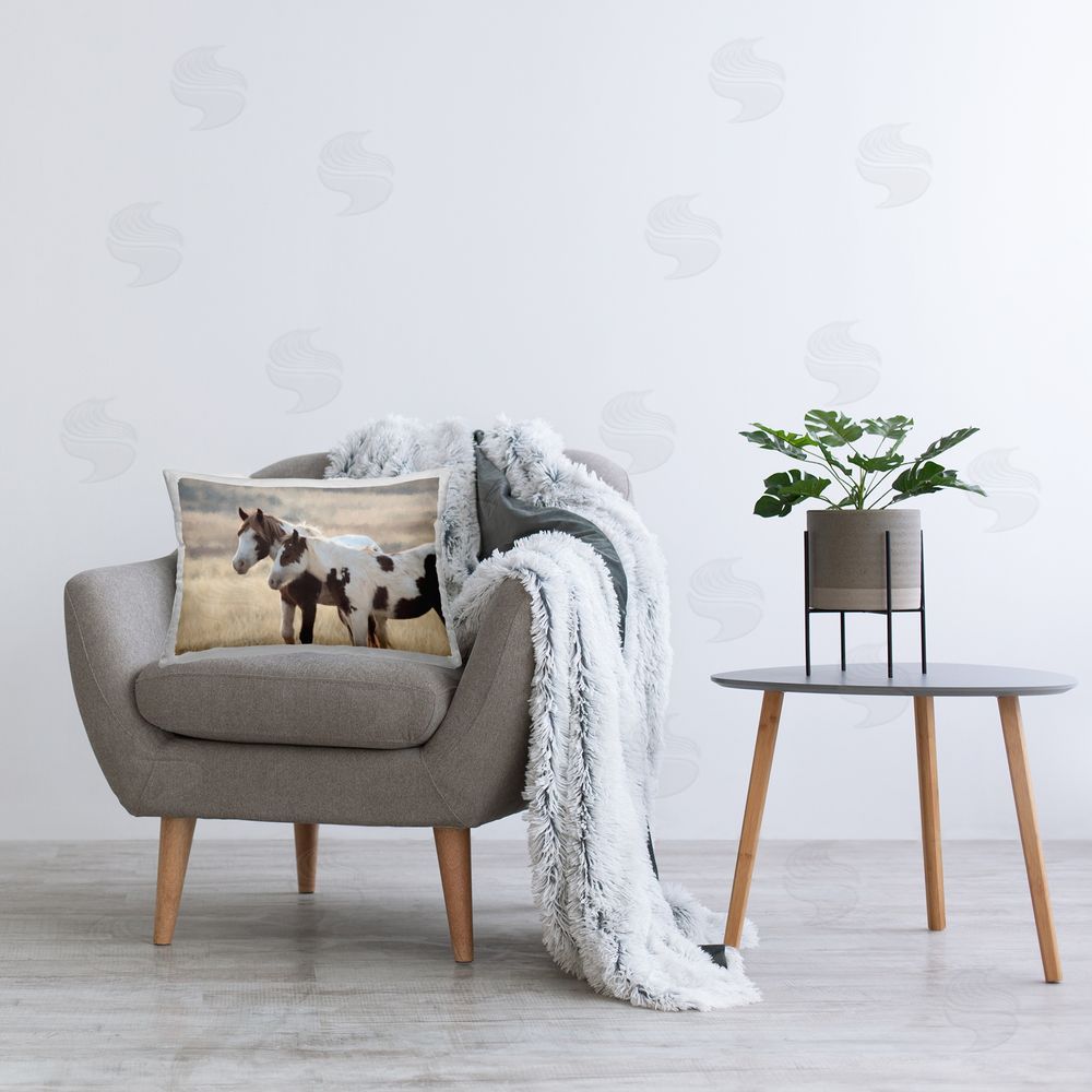 Lori Deiter Motherly Love Horses Plush Polyester Printed Lumbar Pillow on Chair