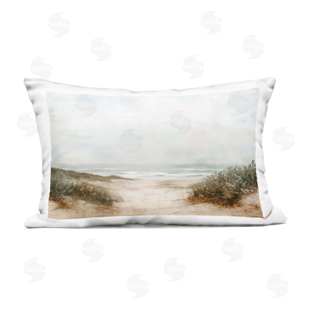 Heidi Kuntz Misty Coastal Dunes at Dawn Outdoor Quick-Dry Polyester Lumbar Pillow
