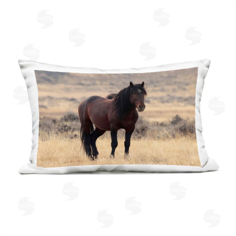 Lori Deiter Brown Beauty Wild Horse Outdoor Quick-Dry Polyester Lumbar Pillow