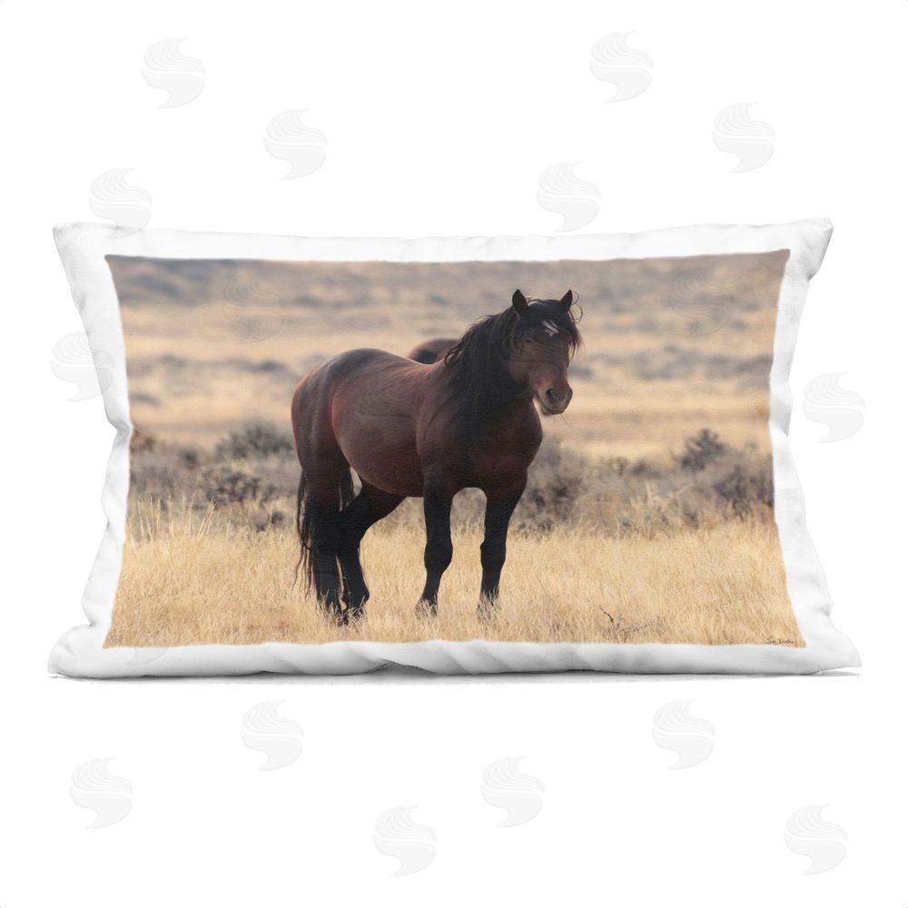 Lori Deiter Brown Beauty Wild Horse Indoor Plush Polyester Lumbar Pillow