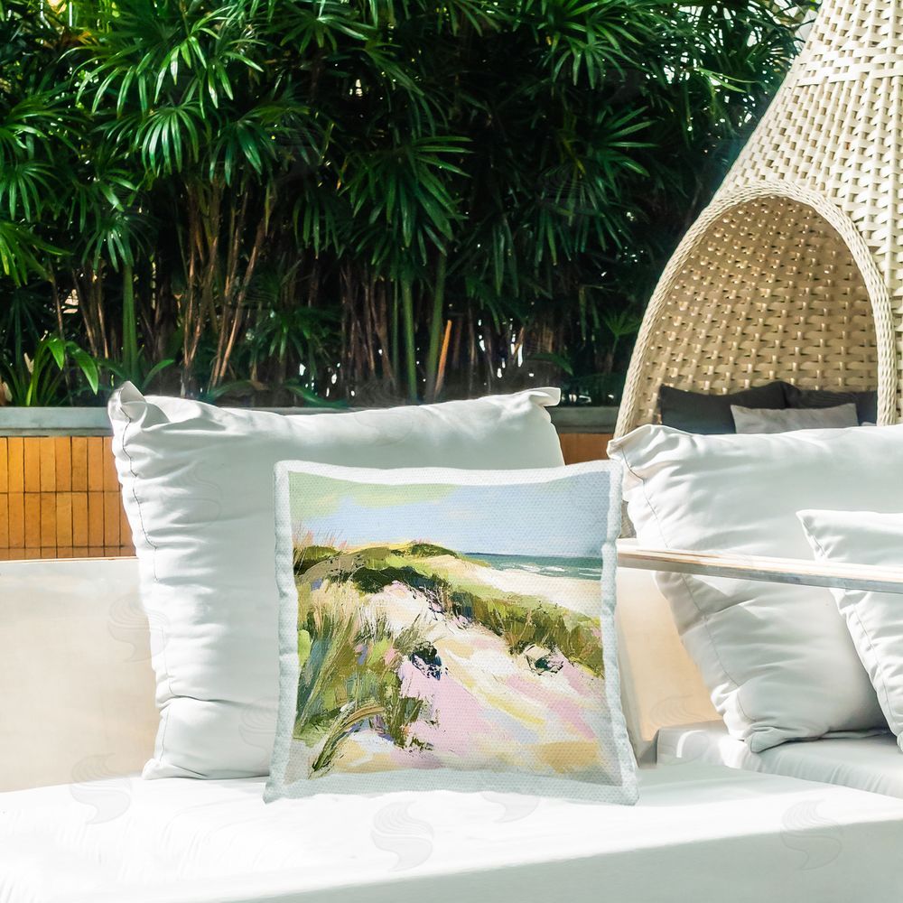 Heidi Kuntz Pastel Coastal Dunes at Sunrise Outdoor Square Printed Throw Pillow on Seat
