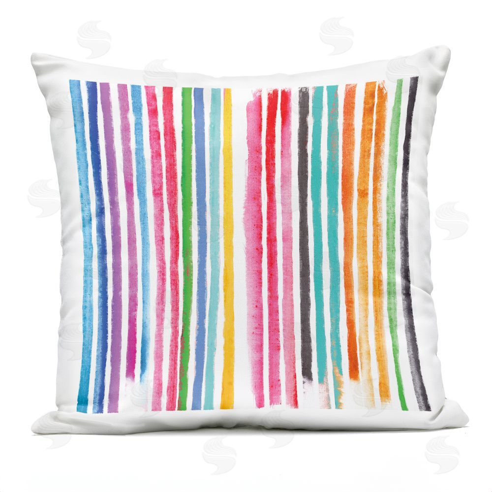 Amber Sterling Colorful Vertical Stripes Outdoor Square Printed Throw Pillow