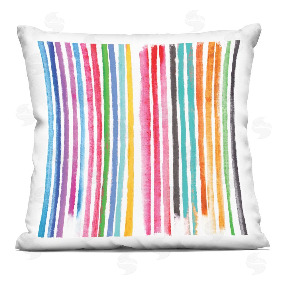 Amber Sterling Colorful Vertical Stripes Square Printed Throw Pillow