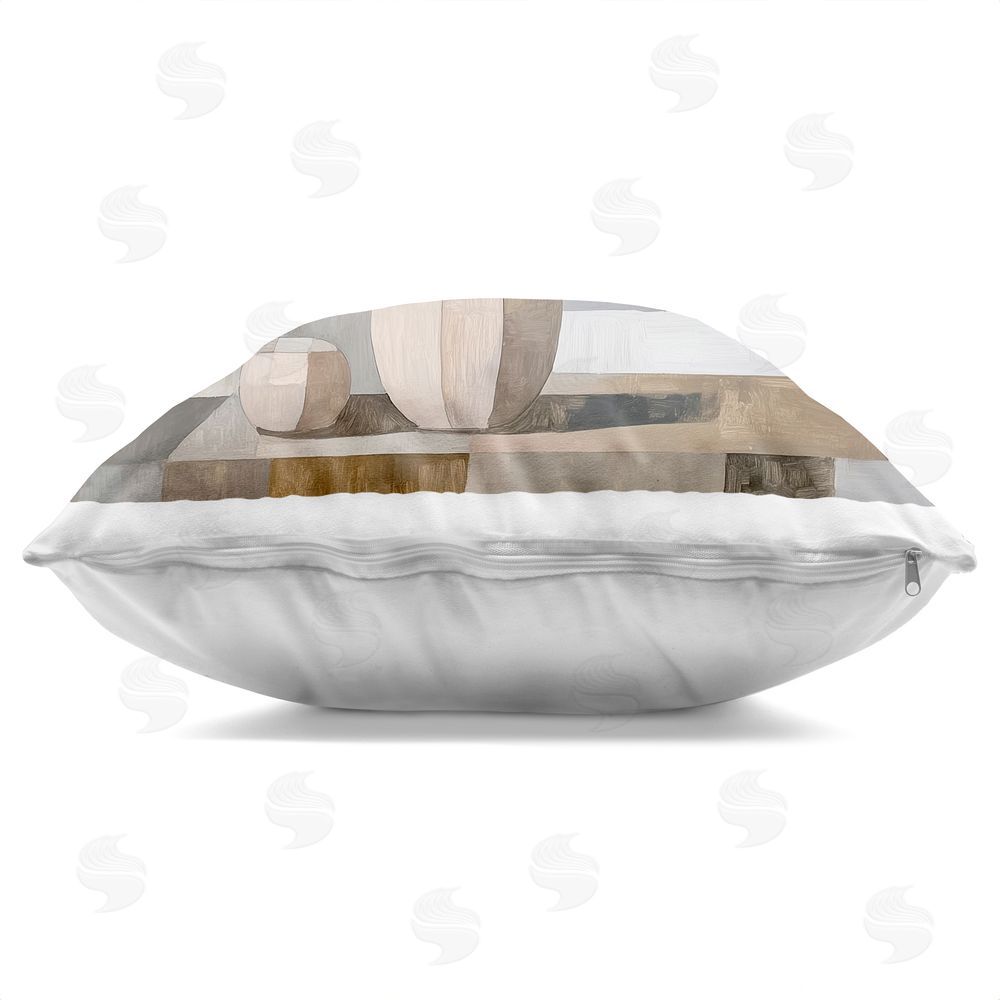 Heidi Kuntz Muted Pastel Poppies in Cubism Square Printed Throw Pillow Side View with Zipper Detail