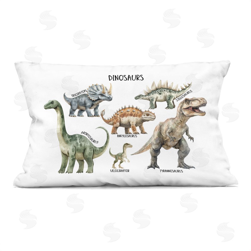 Christine Simpson Art Meet The Dinosaurs Indoor Plush Polyester Lumbar Pillow
