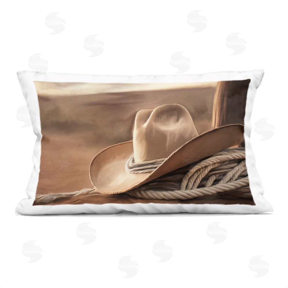 Kim Allen White Cowboy Hat Indoor Plush Polyester Lumbar Pillow
