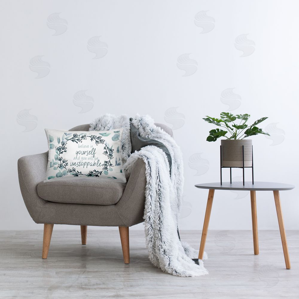 Kim Allen You Will Be Unstoppable Plush Polyester Printed Lumbar Pillow on Chair