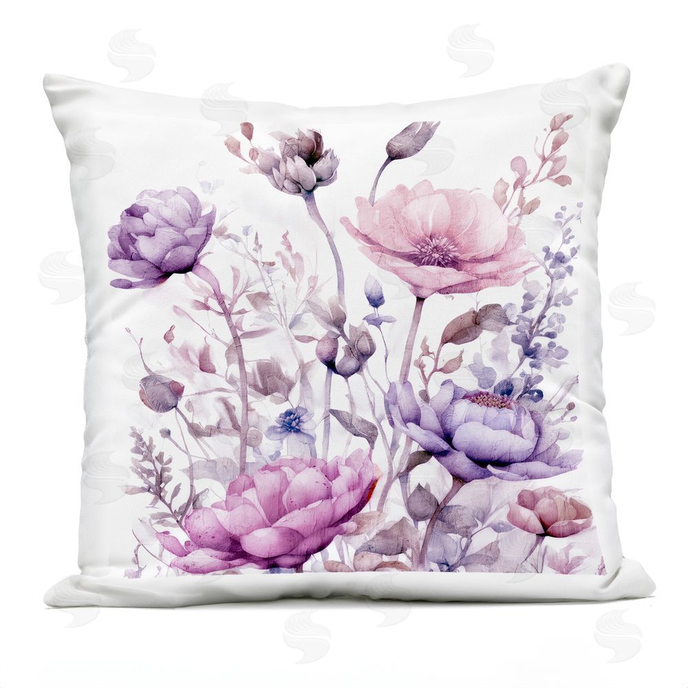 Kim Allen Purple & Pink Florals Outdoor Quick-Dry Polyester Square Throw Pillow