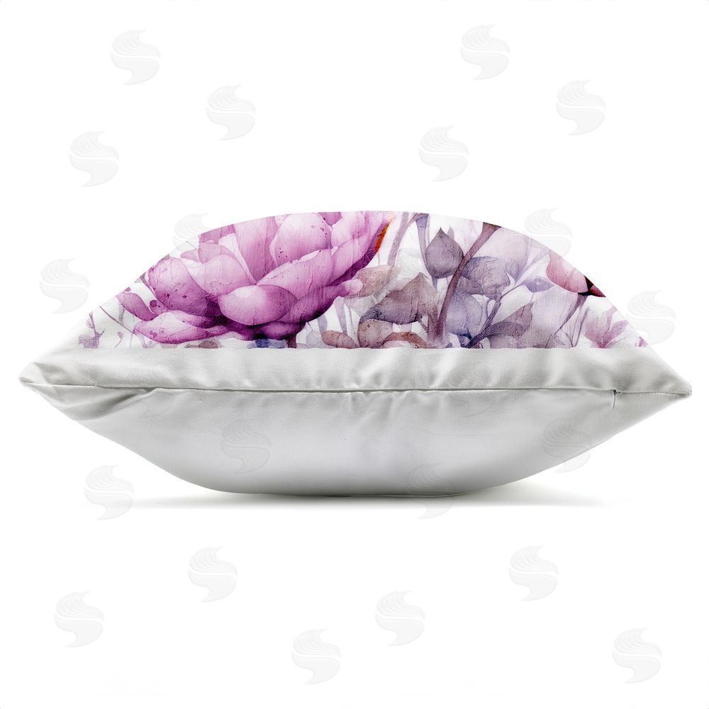 Kim Allen Purple & Pink Florals Outdoor Quick-Dry Polyester Square Throw Pillow Zipper Detail