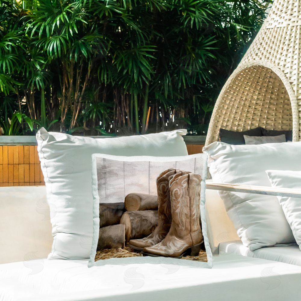 Kim Allen Kick Off Your Boots Outdoor Quick-Dry Polyester Printed Square Pillow on Patio