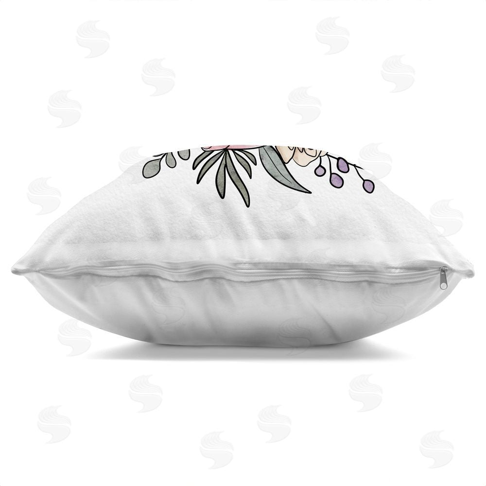 Alisha Kiara Design Boho Floral Horseshoe Indoor Plush Polyester Square Throw Pillow Zipper Detail