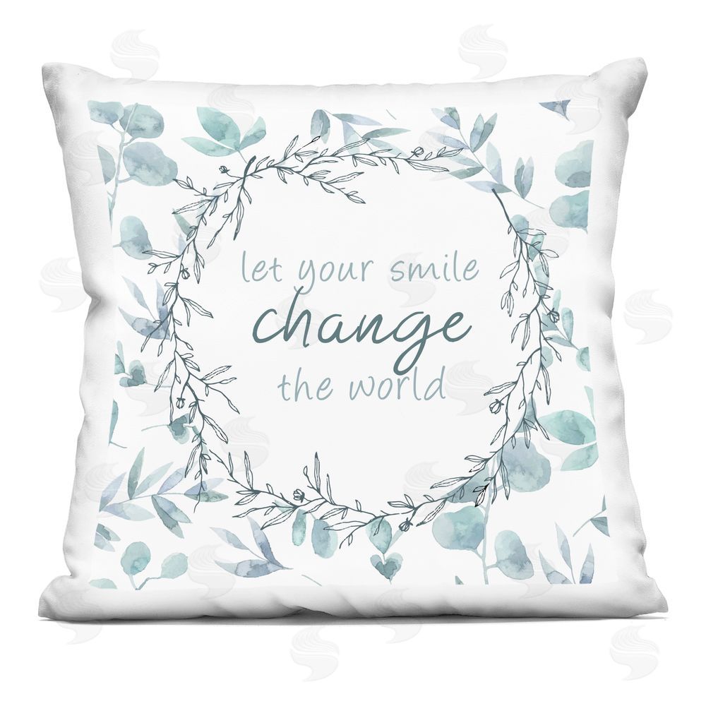 Kim Allen Smile Change The World Indoor Plush Polyester Square Throw Pillow