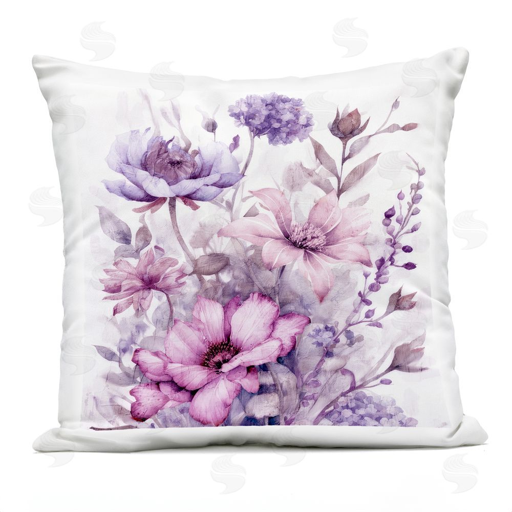 Kim Allen Purple & Blush Florals Outdoor Quick-Dry Polyester Square Throw Pillow
