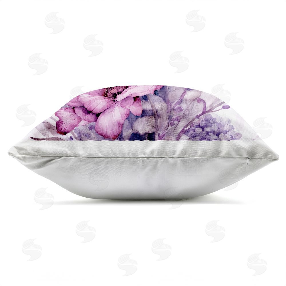 Kim Allen Purple & Blush Florals Outdoor Quick-Dry Polyester Square Throw Pillow Zipper Detail