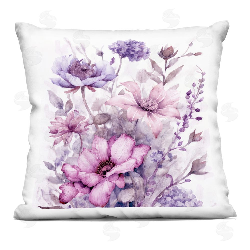 Kim Allen Purple & Blush Florals Indoor Plush Polyester Square Throw Pillow