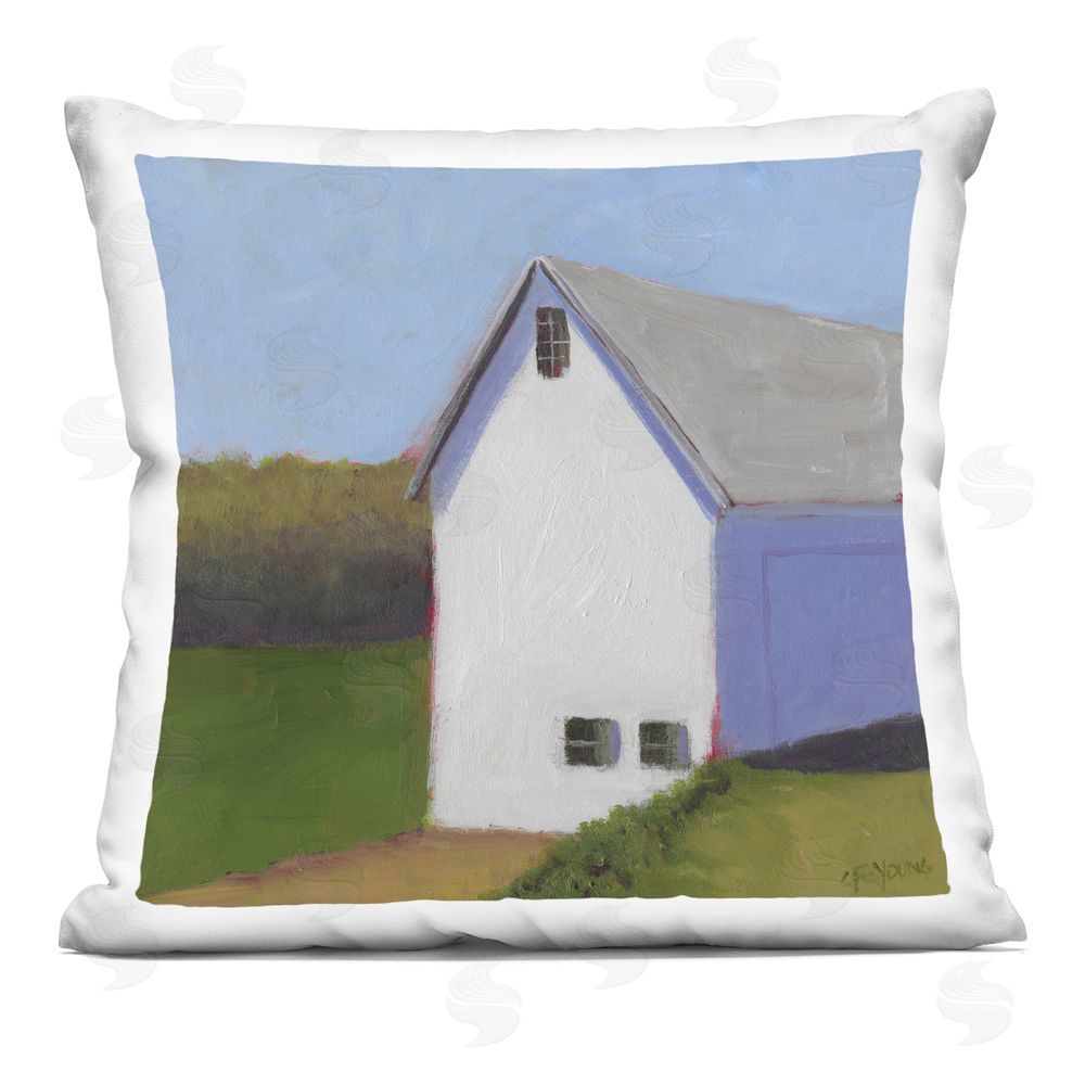 Carol Young White Barn with Cool Light Indoor Plush Polyester Square Throw Pillow