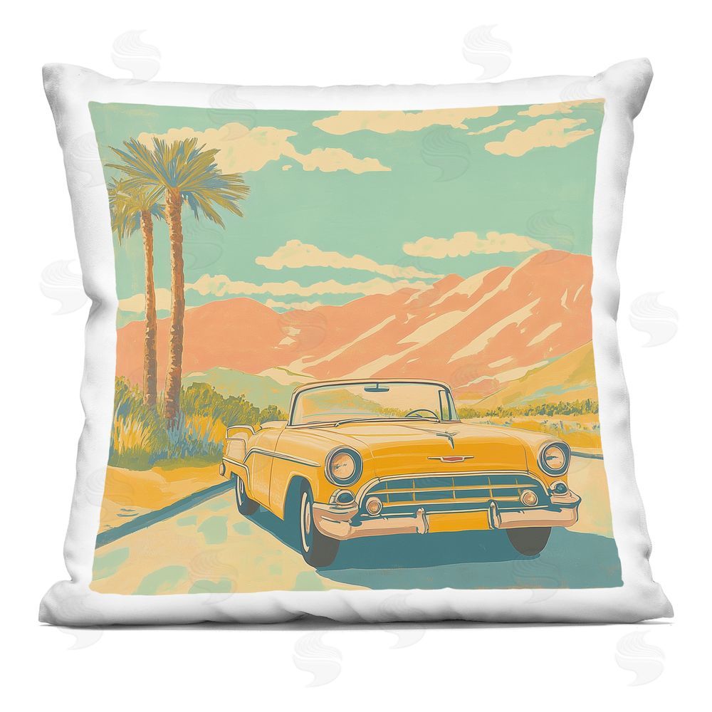 Walker Noble Yellow Convertible by Palm Trees Indoor Plush Polyester Square Throw Pillow
