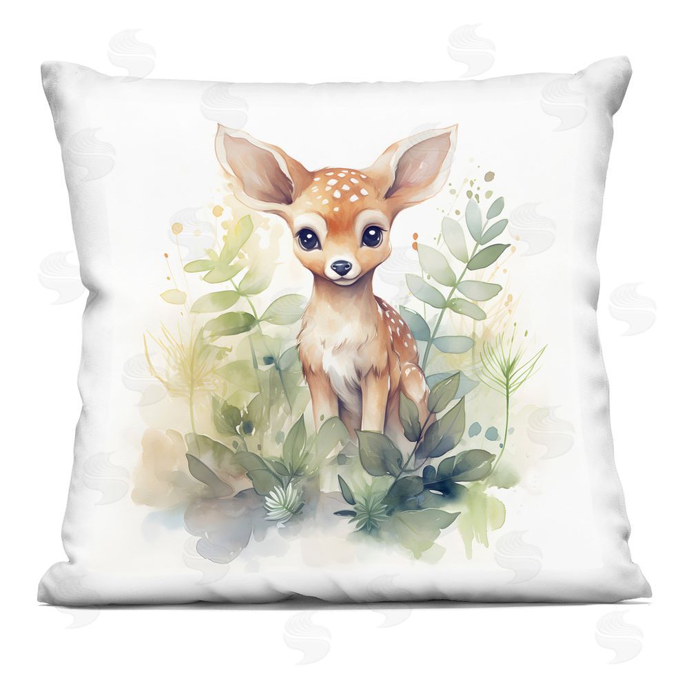 Steve Hunziker Crafty Critter Fawn Indoor Plush Polyester Square Throw Pillow