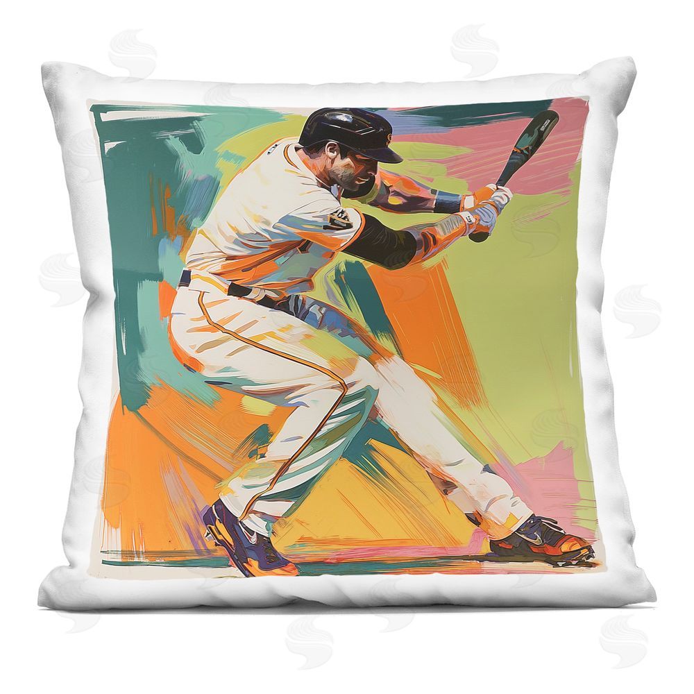 Steve Hunziker Baseball Swing in Motion Indoor Plush Polyester Square Throw Pillow