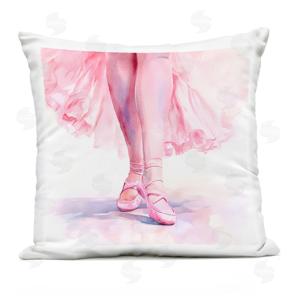 Andrea Haase Ballerina with Pink Pointe Shoes Outdoor Quick-Dry Polyester Square Throw Pillow