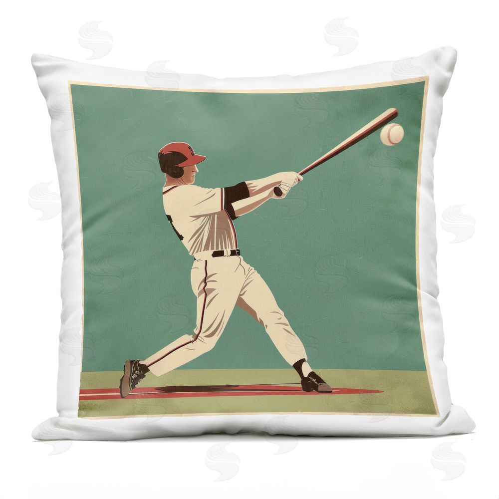 Lazar Studio Classic Baseball Swing Outdoor Quick-Dry Polyester Square Throw Pillow