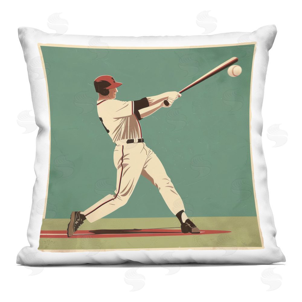 Lazar Studio Classic Baseball Swing Indoor Plush Polyester Square Throw Pillow
