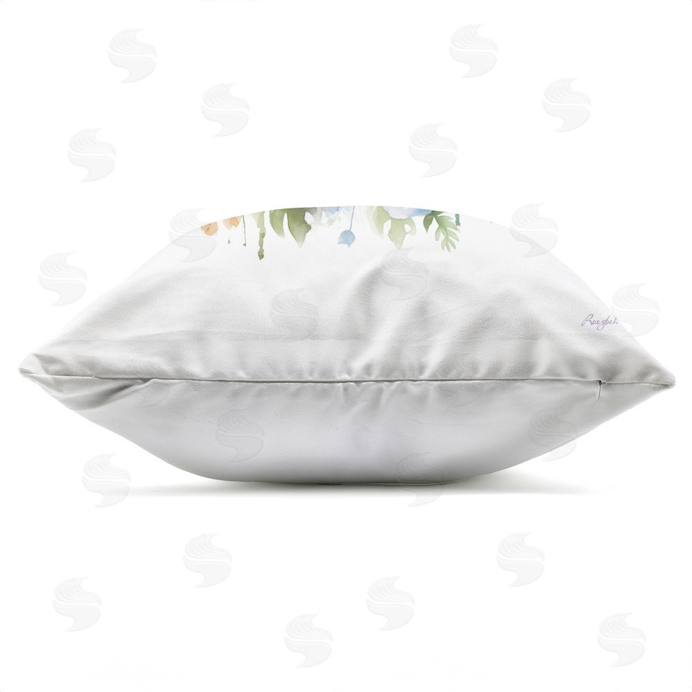 Roozbeh Flower Power Pastel Kitty Outdoor Quick-Dry Polyester Square Throw Pillow Zipper Detail