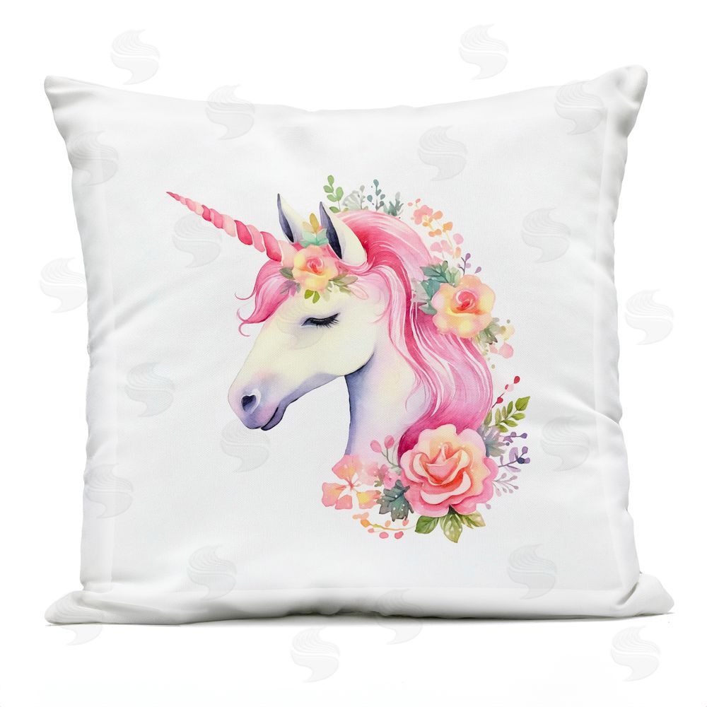 Andrea Haase Pink Mane Dreamy Unicorn Outdoor Quick-Dry Polyester Square Throw Pillow