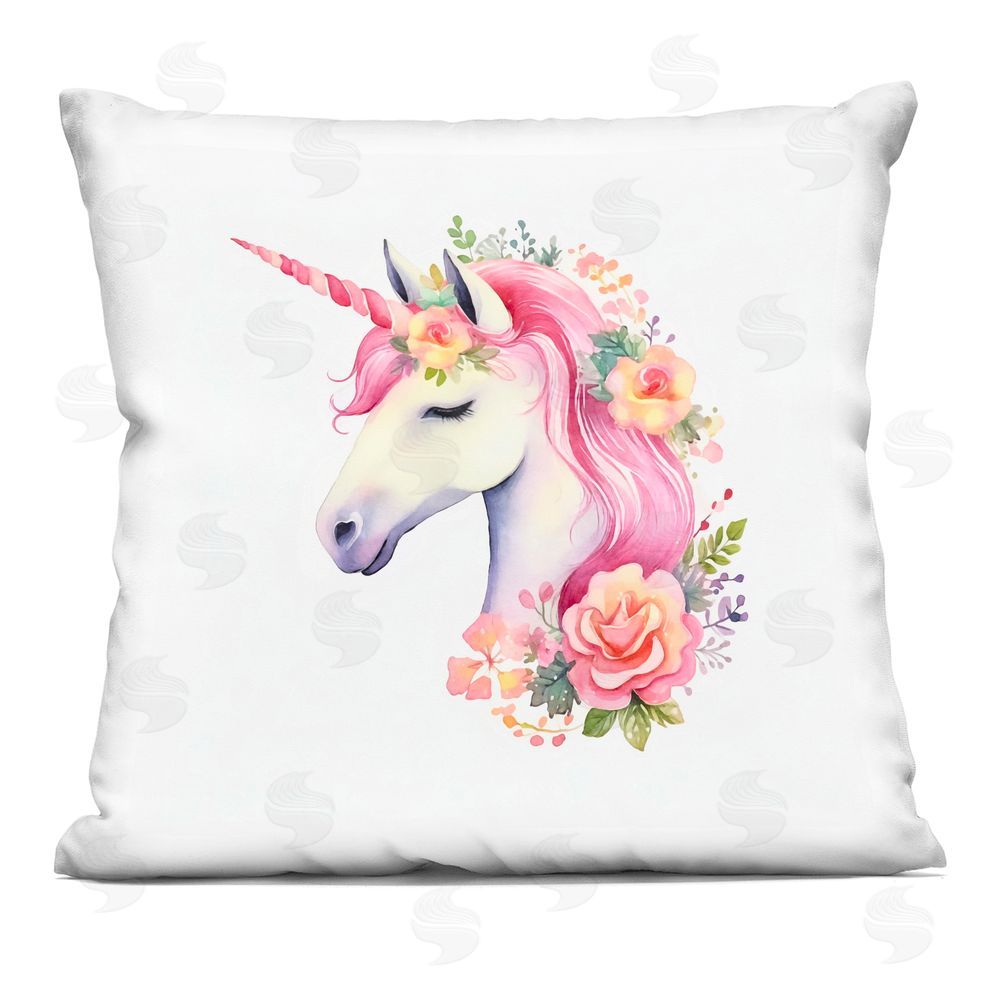 Andrea Haase Pink Mane Dreamy Unicorn Indoor Plush Polyester Square Throw Pillow