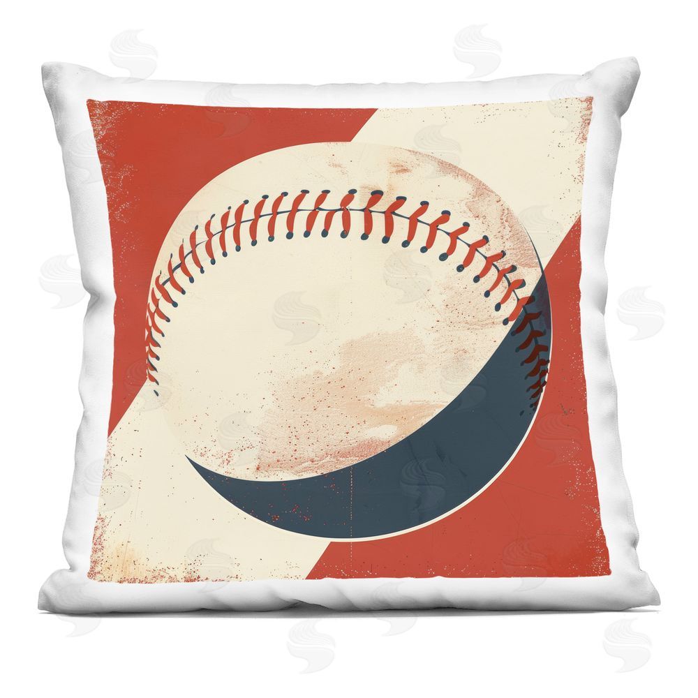 Lazar Studio Vintage Baseball Close Up Indoor Plush Polyester Square Throw Pillow