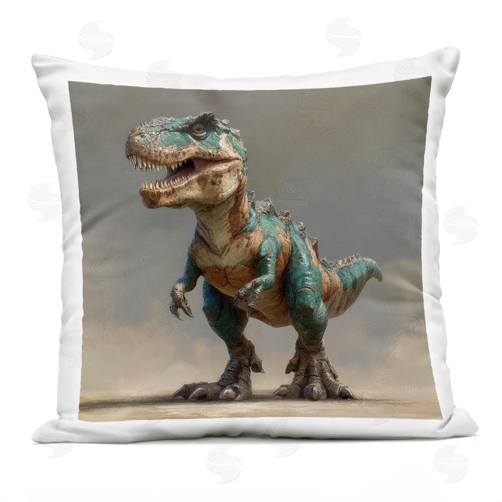 Wumples Turquoise T-Rex Study Outdoor Quick-Dry Polyester Square Throw Pillow
