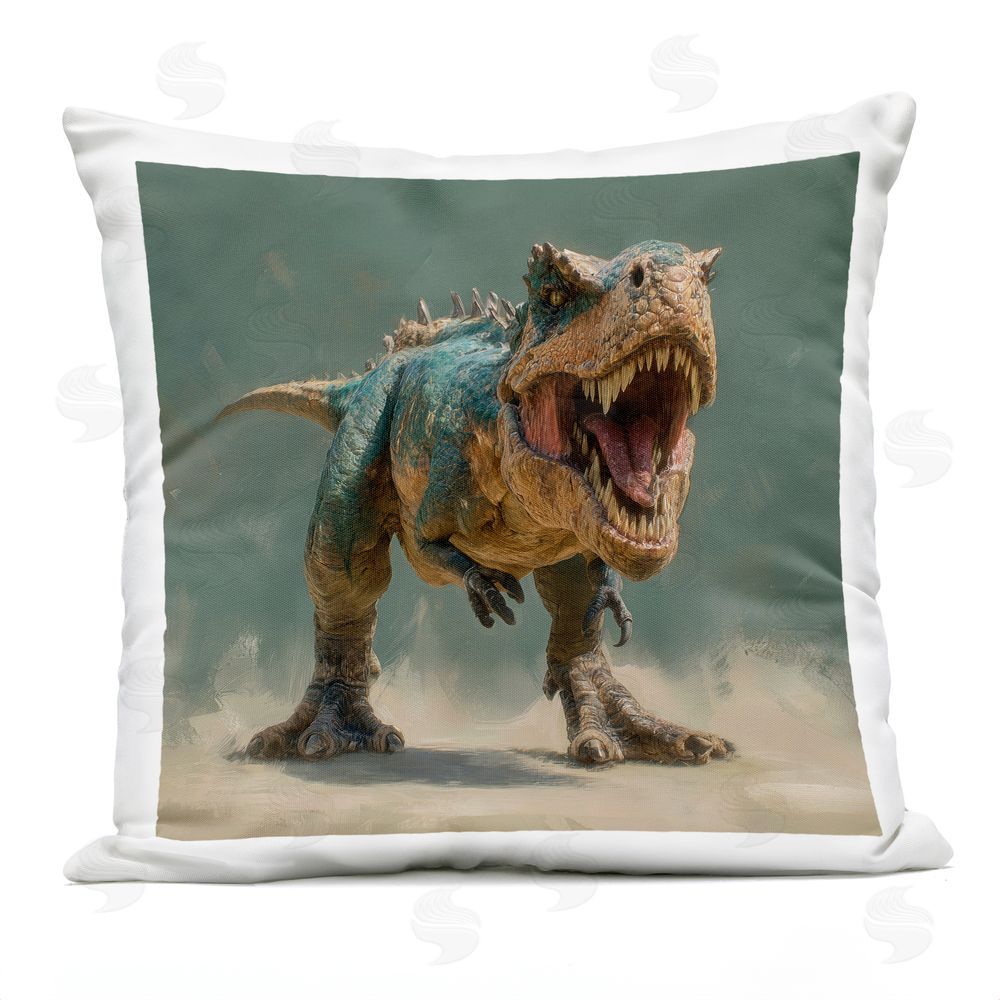 Wumples Roaring T-Rex in Green Outdoor Quick-Dry Polyester Square Throw Pillow