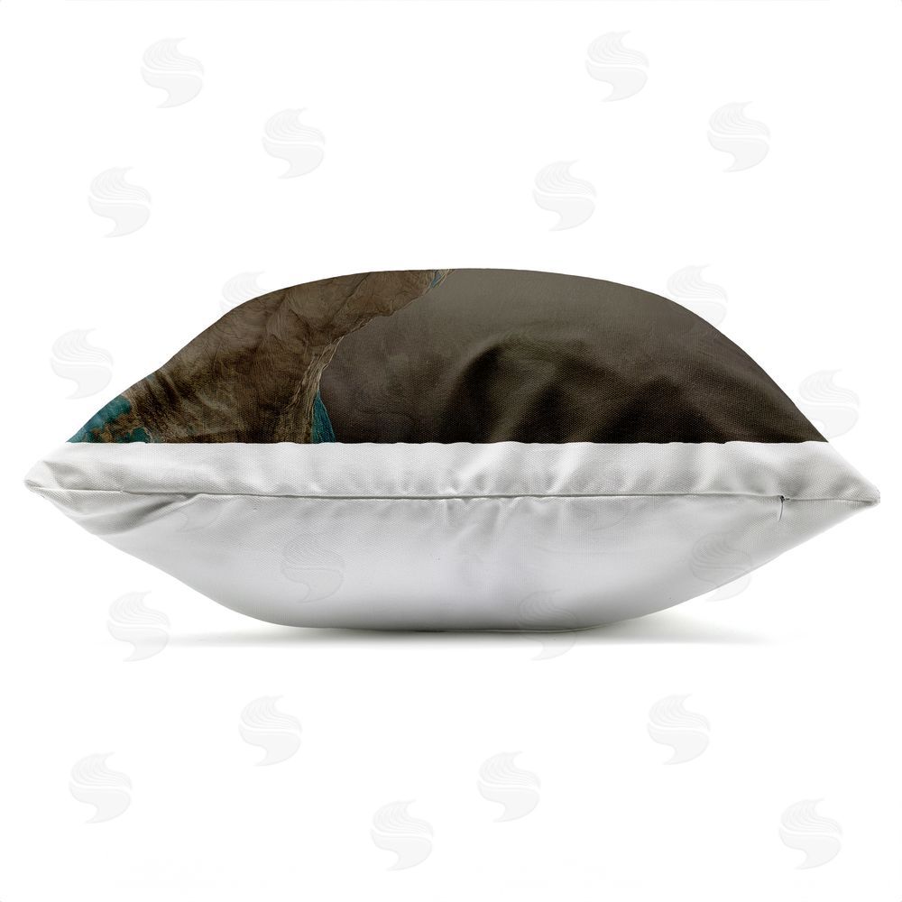Wumples Cerulean Scaled Dinosaur Detail Outdoor Quick-Dry Polyester Square Throw Pillow Zipper Detail