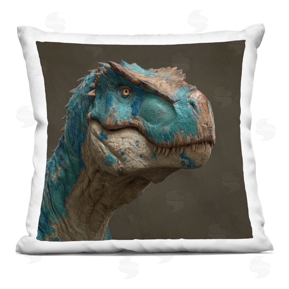 Wumples Cerulean Scaled Dinosaur Detail Indoor Plush Polyester Square Throw Pillow