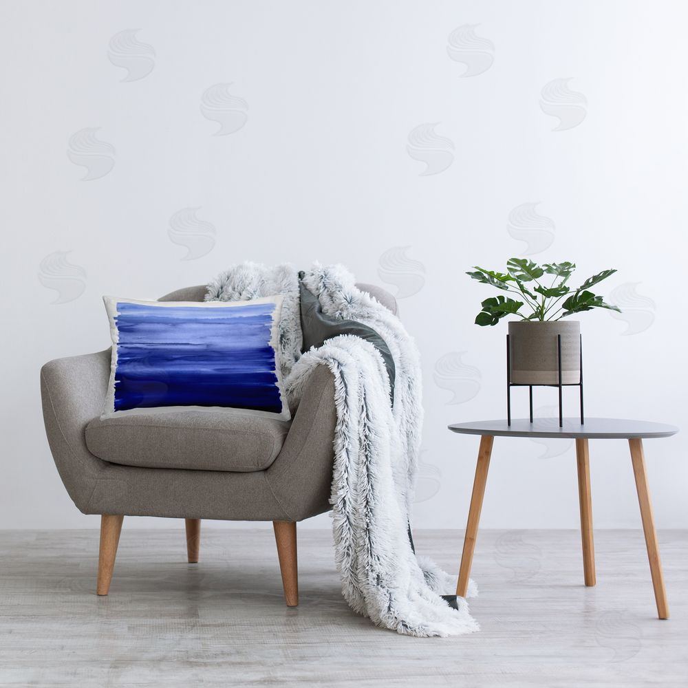 Allie Corbin Oceanic Ombre Blue Plush Polyester Printed Lumbar Pillow on Chair