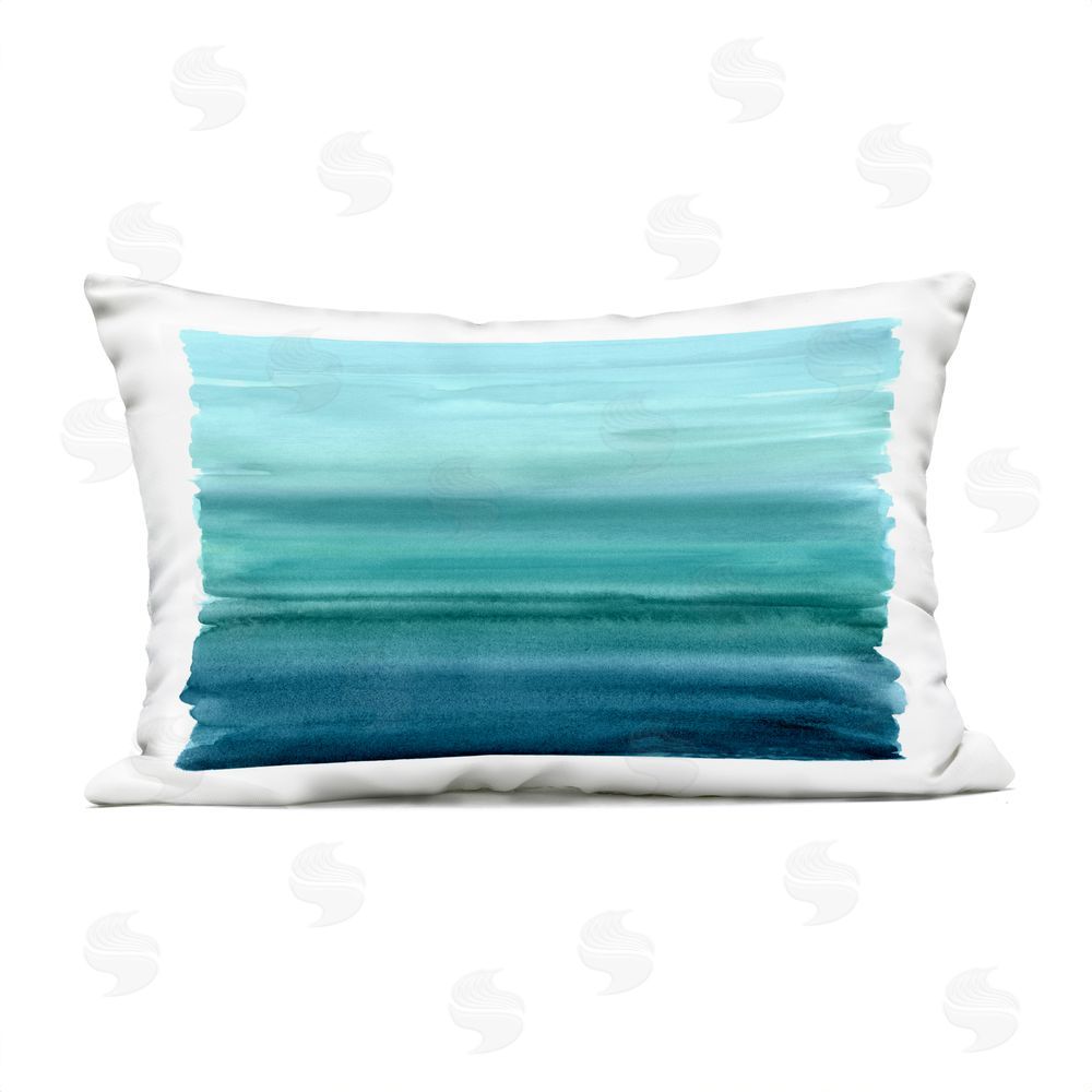 Allie Corbin Ombre Teal Gradient Outdoor Quick-Dry Polyester Lumbar Pillow