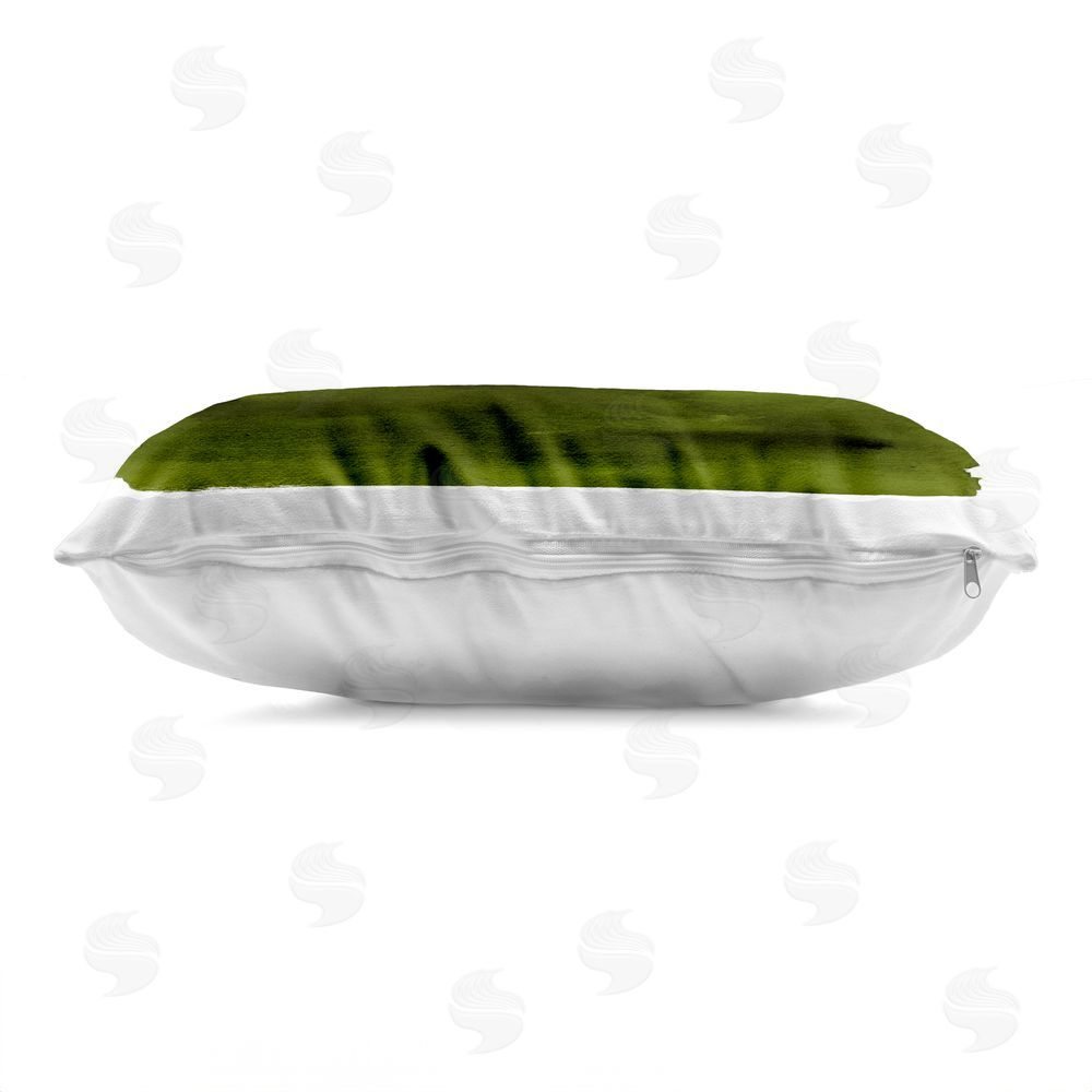 Allie Corbin Ombre Green Gradient Indoor Plush Polyester Lumbar Pillow Zipper Detail