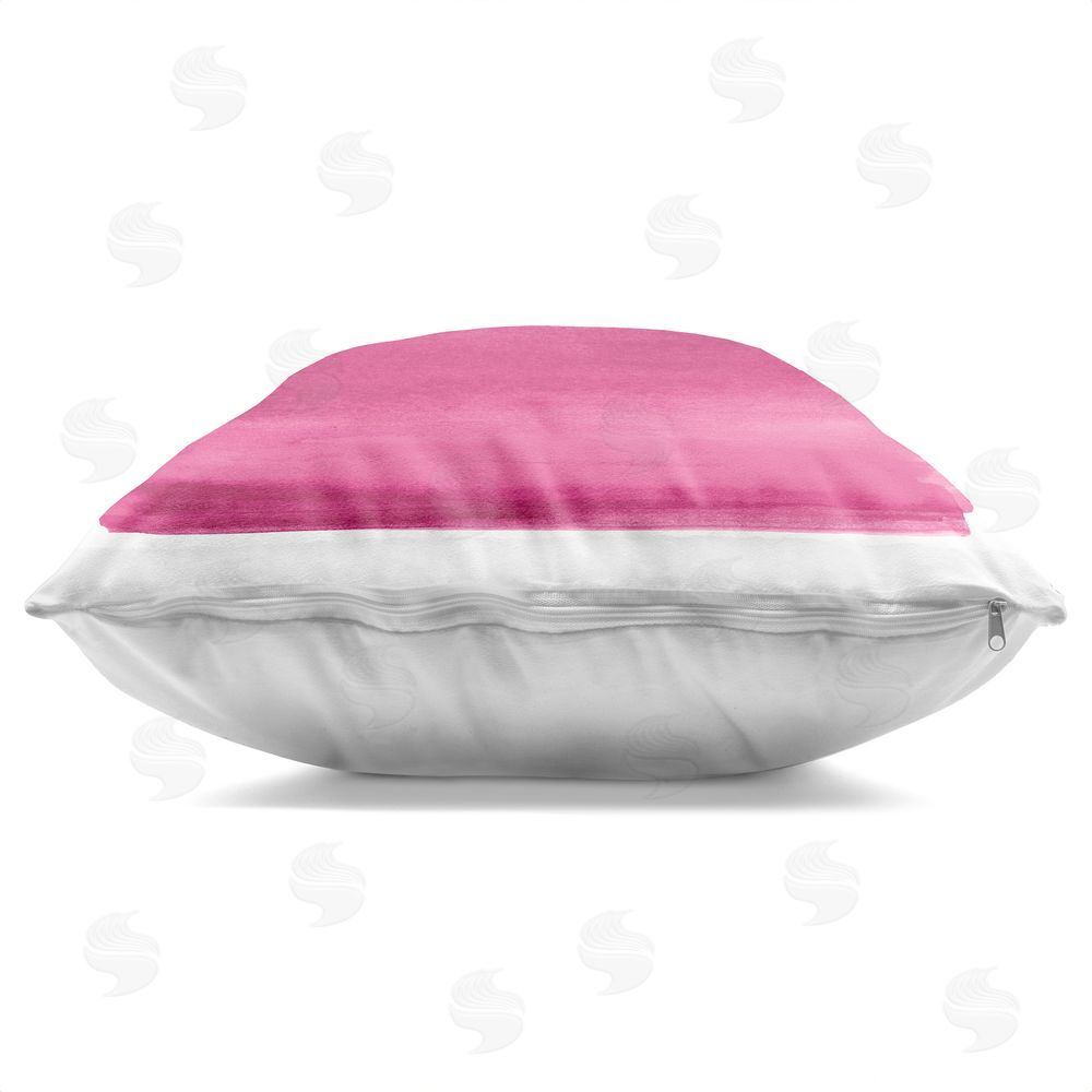 Allie Corbin Gradient Pink Blush Indoor Plush Polyester Square Throw Pillow Zipper Detail